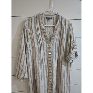 Club Z Collection striped tunic top boho summer rayon neutral
